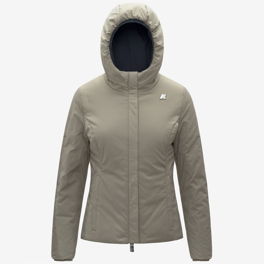 Chaqueta corta impermeable reversible para mujer en color azul verdoso 02