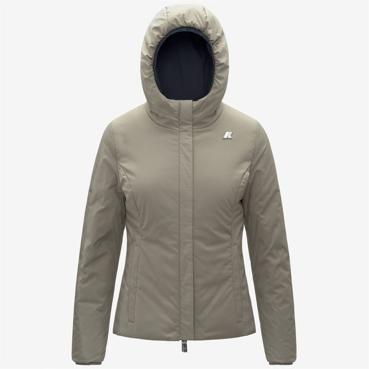 Chaqueta corta impermeable reversible para mujer en color azul verdoso 2