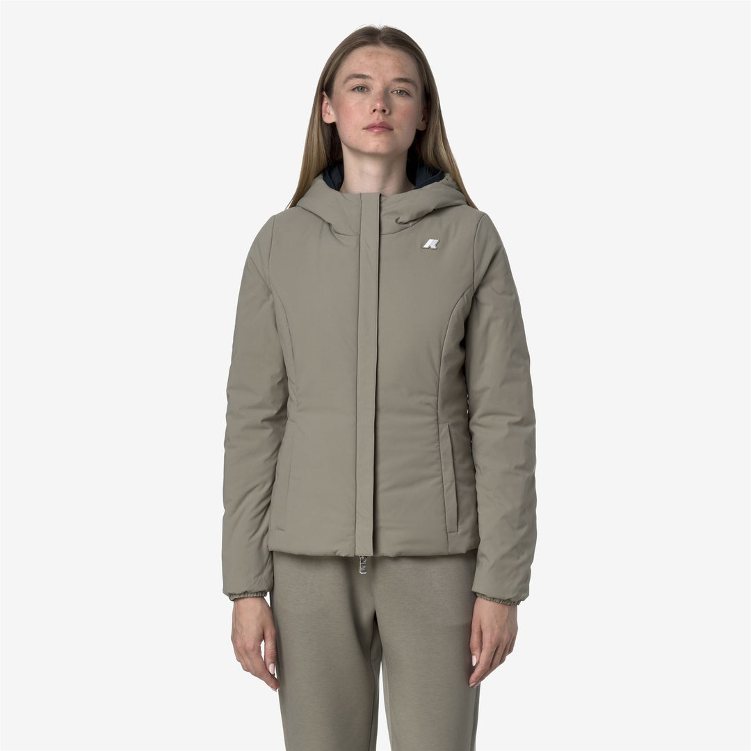 Chaqueta corta impermeable reversible para mujer en color azul verdoso main