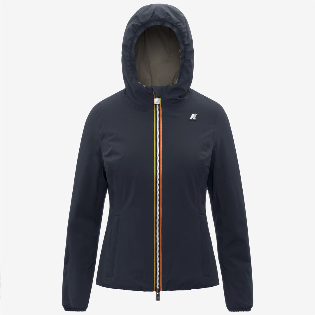 Chaqueta corta impermeable reversible para mujer en color azul verdoso 01