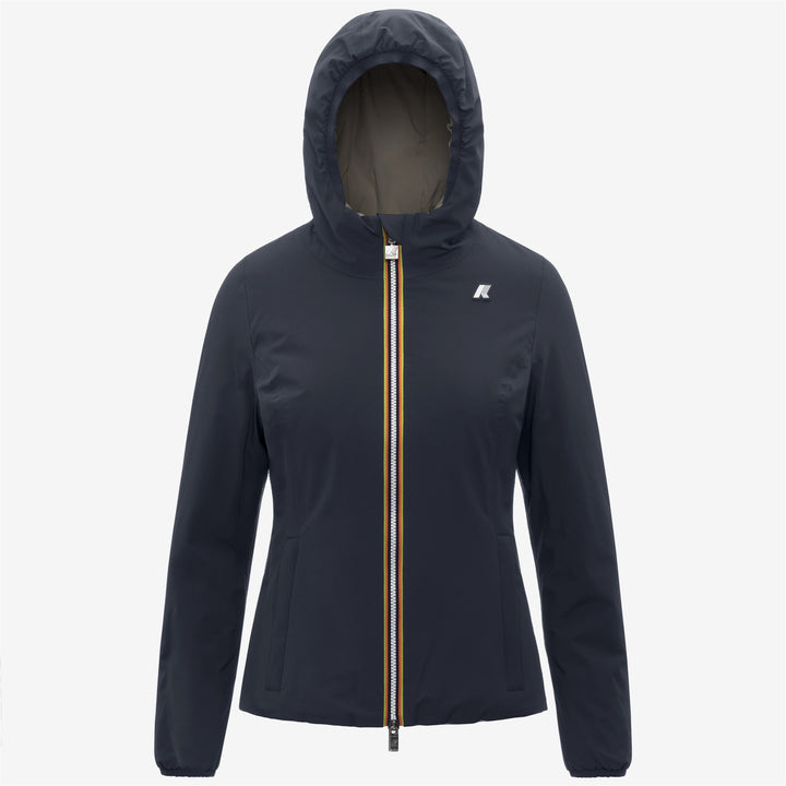 Chaqueta corta impermeable reversible para mujer en color azul verdoso 1