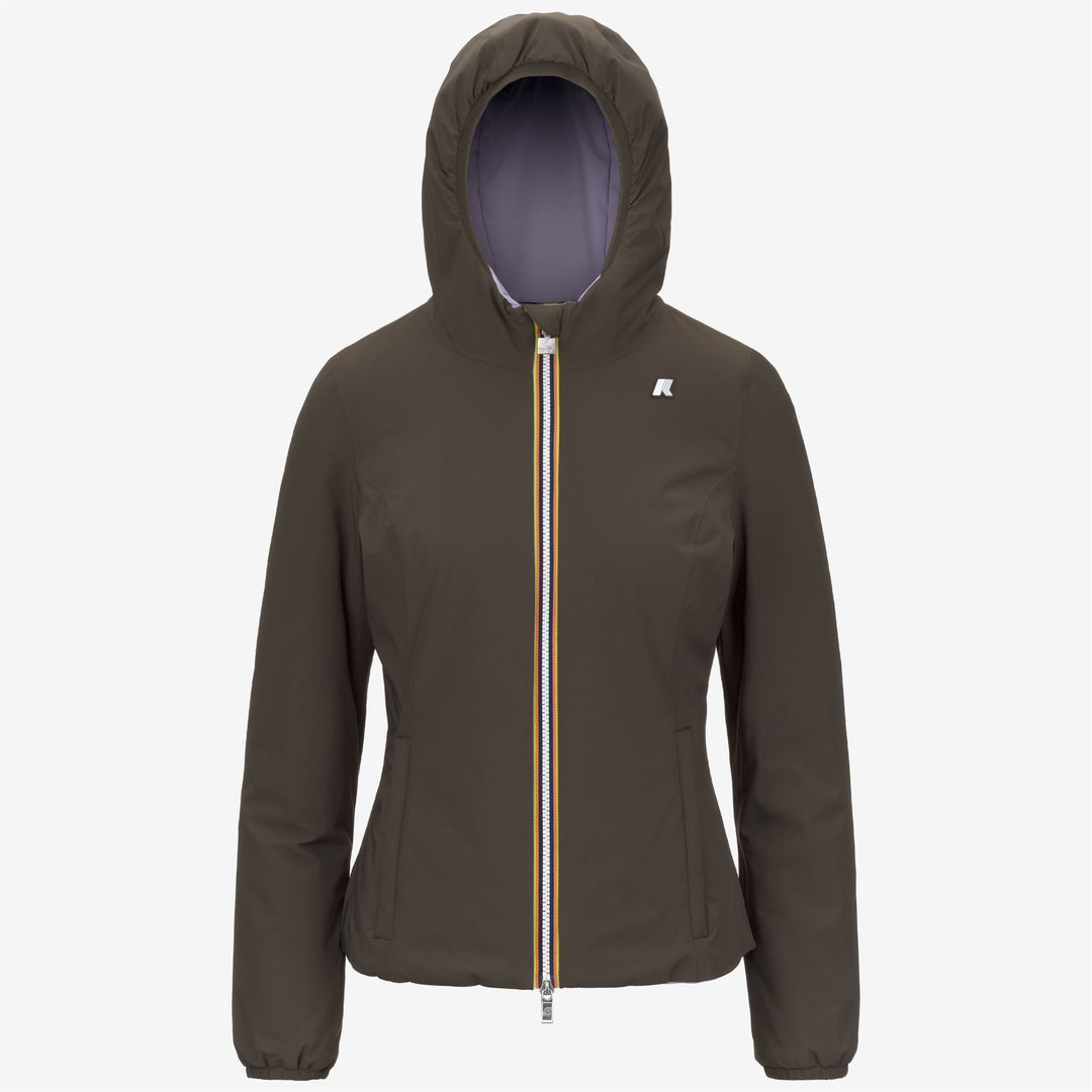 Chaqueta corta aislante reversible para mujer color oliva negro 01