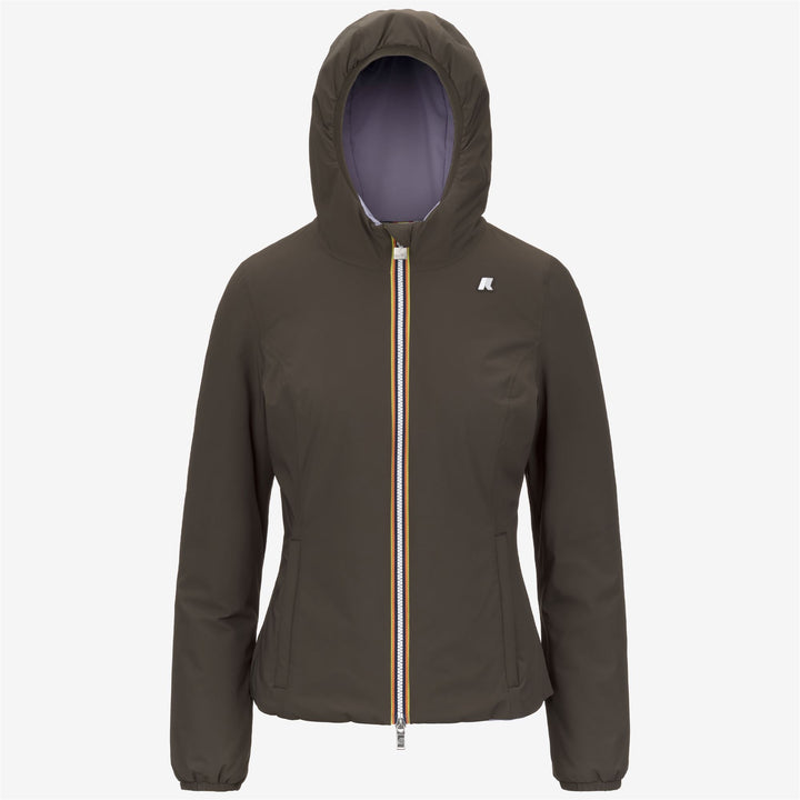 Chaqueta corta aislante reversible para mujer color oliva negro 1