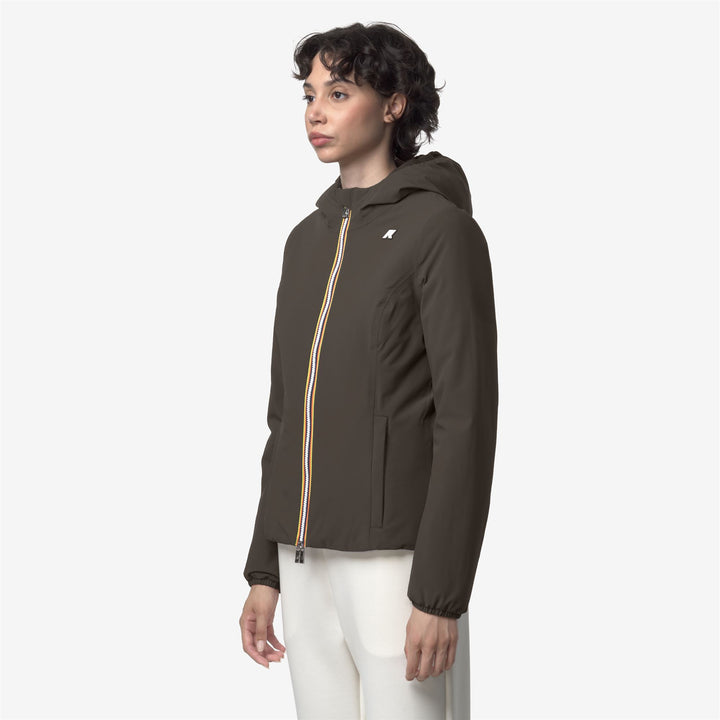 Chaqueta corta aislante reversible para mujer color oliva negro 5