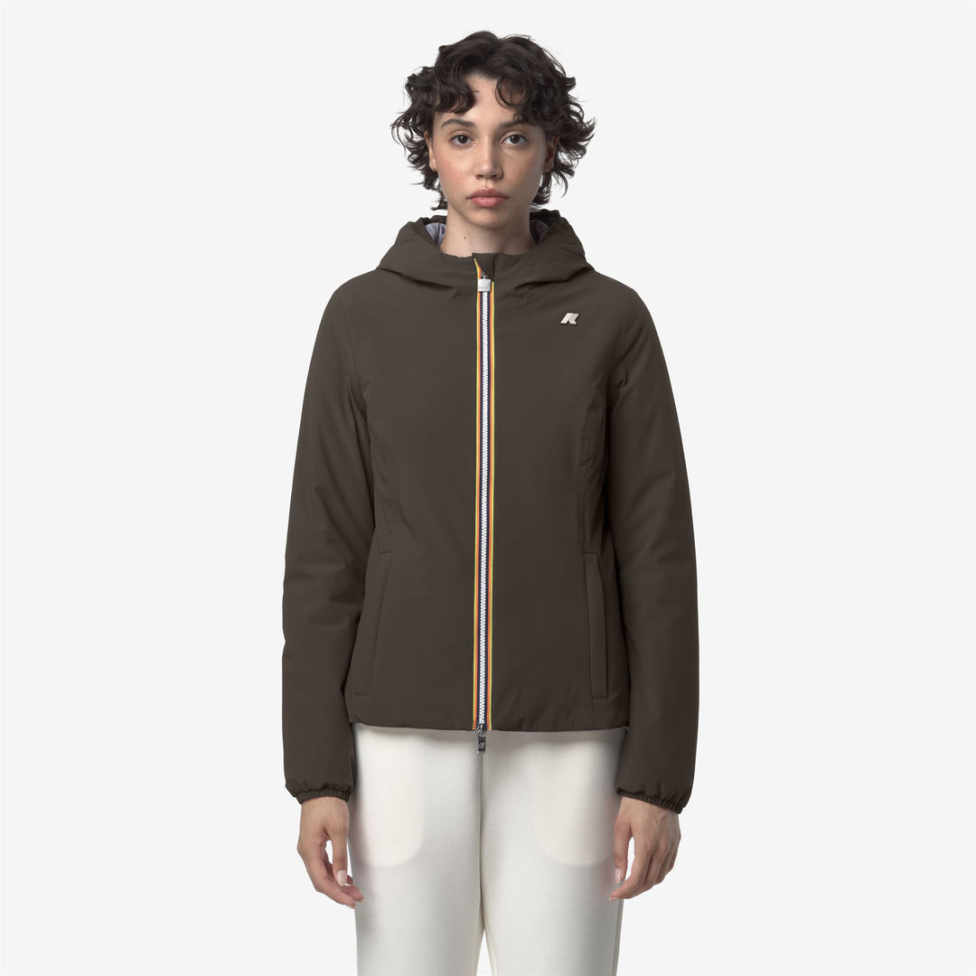 Chaqueta corta aislante reversible para mujer color oliva negro main