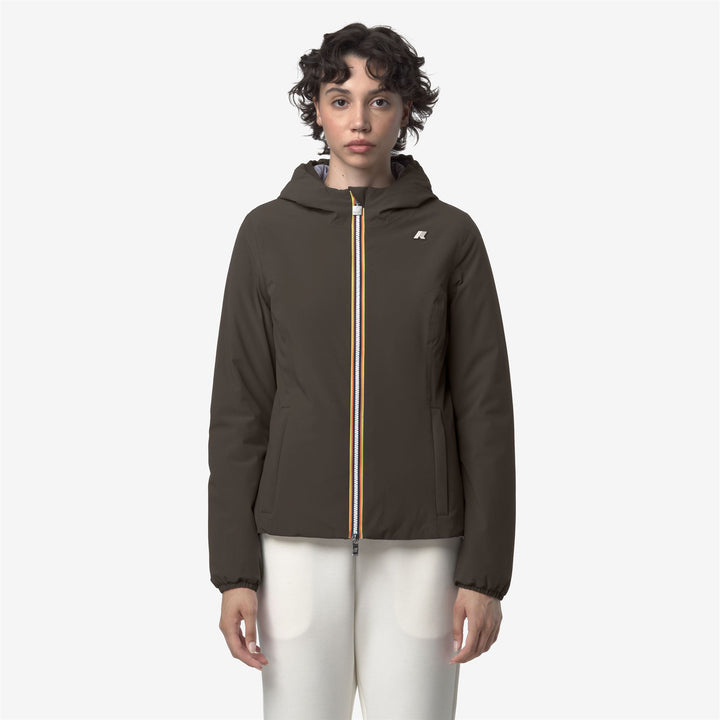 Chaqueta corta aislante reversible para mujer color oliva negro 4