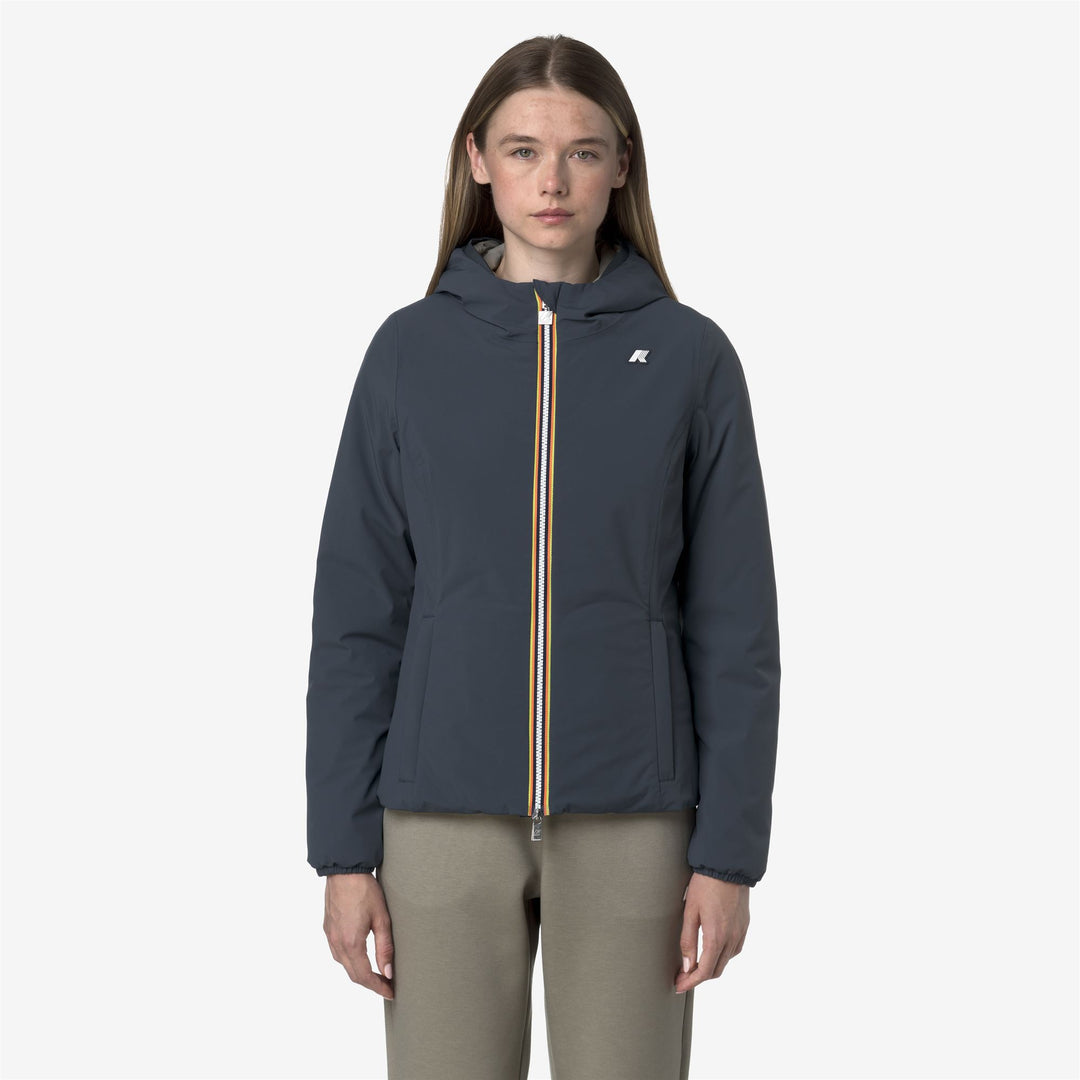 Chaqueta corta reversible azul para mujer con aislamiento sintético main