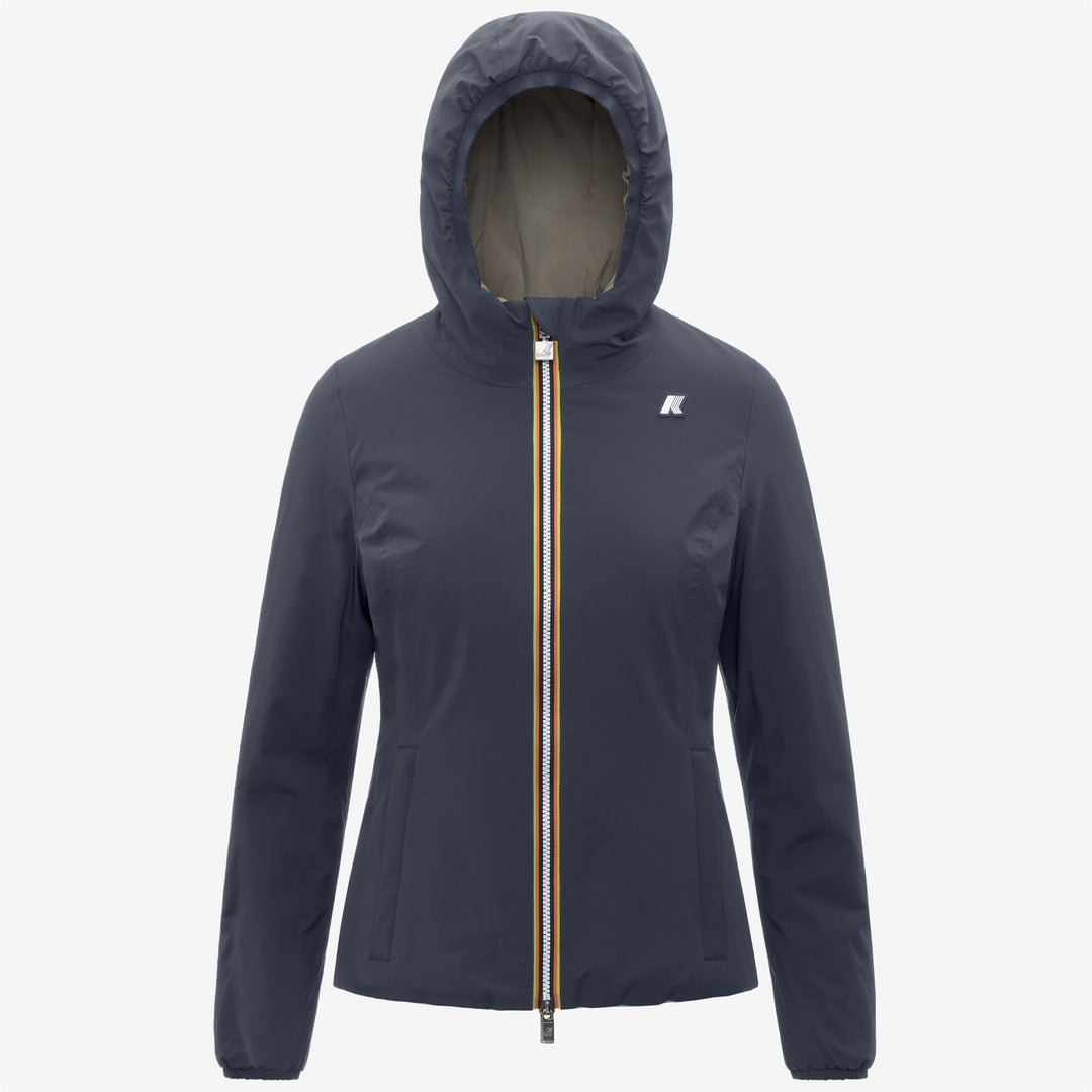 Chaqueta corta reversible azul para mujer con aislamiento sintético 01