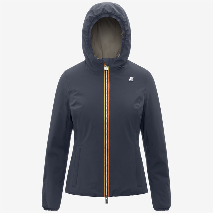 Chaqueta corta reversible azul para mujer con aislamiento sintético 1