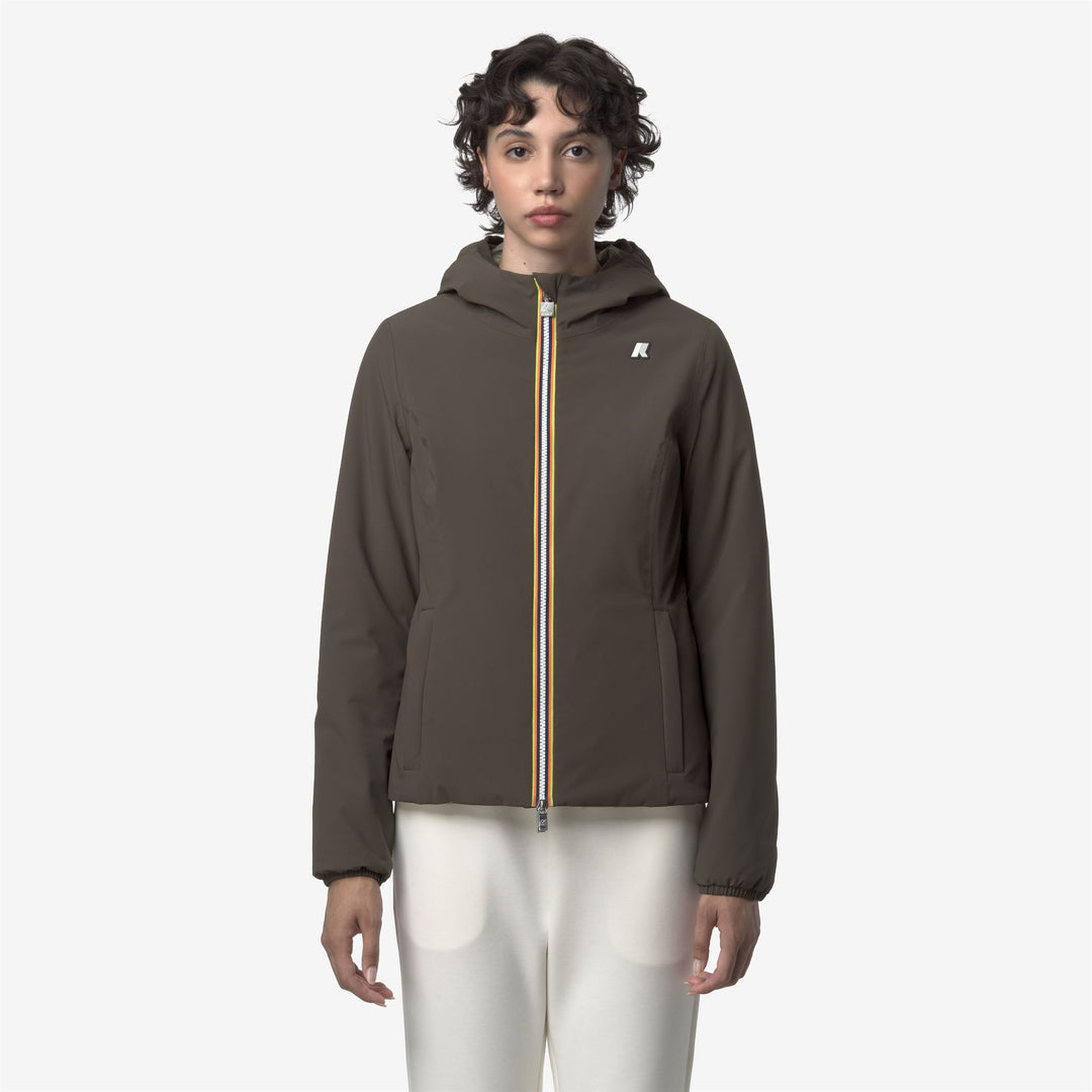 Chaqueta corta impermeable reversible para mujer color oliva negro main