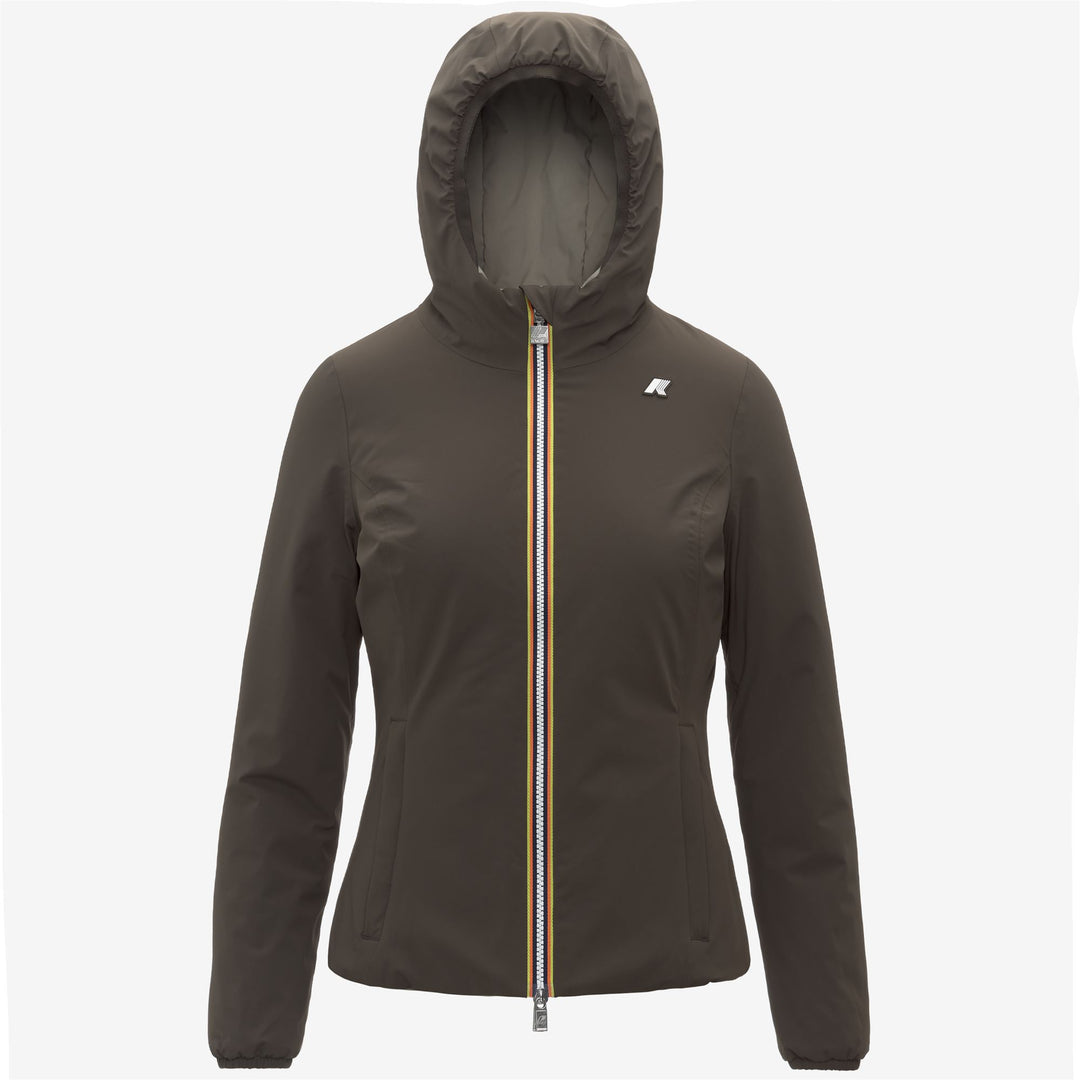 Chaqueta corta impermeable reversible para mujer color oliva negro 01