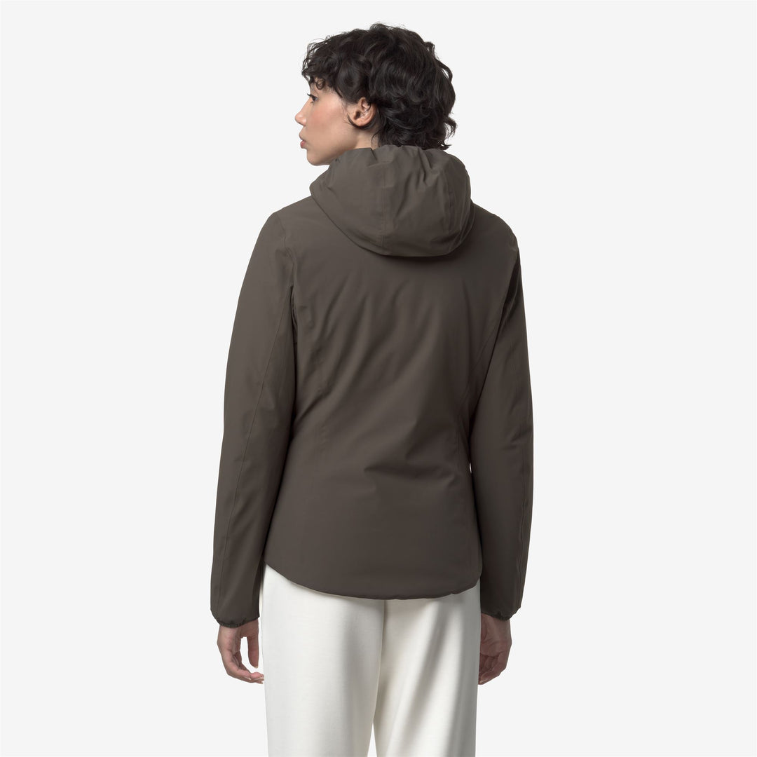 Chaqueta corta impermeable reversible para mujer color oliva negro main