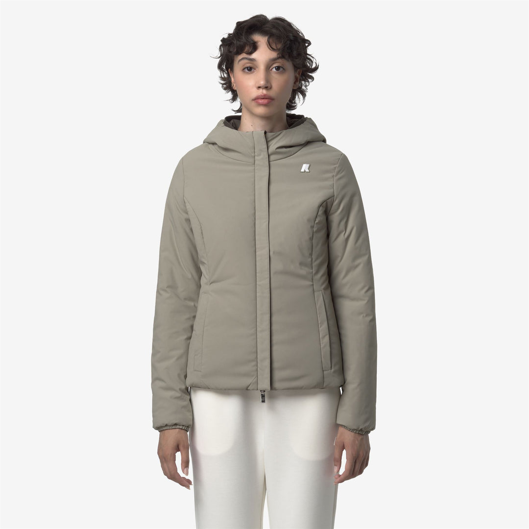 Chaqueta corta impermeable reversible para mujer color oliva negro main