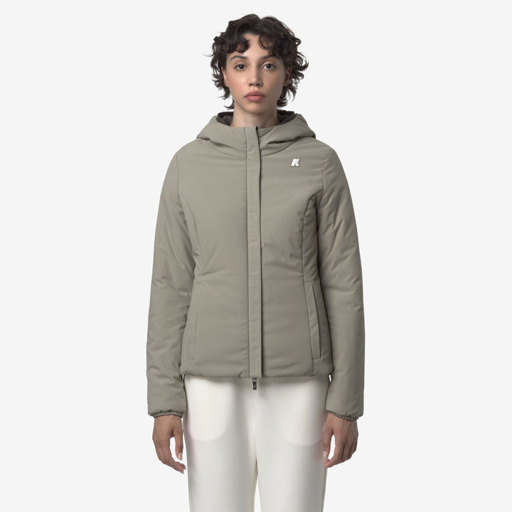 Chaqueta corta impermeable reversible para mujer color oliva negro 3