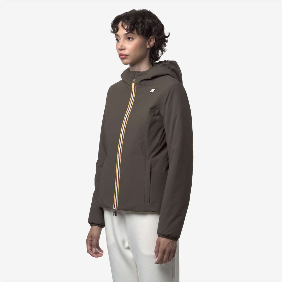 Chaqueta corta impermeable reversible para mujer color oliva negro main