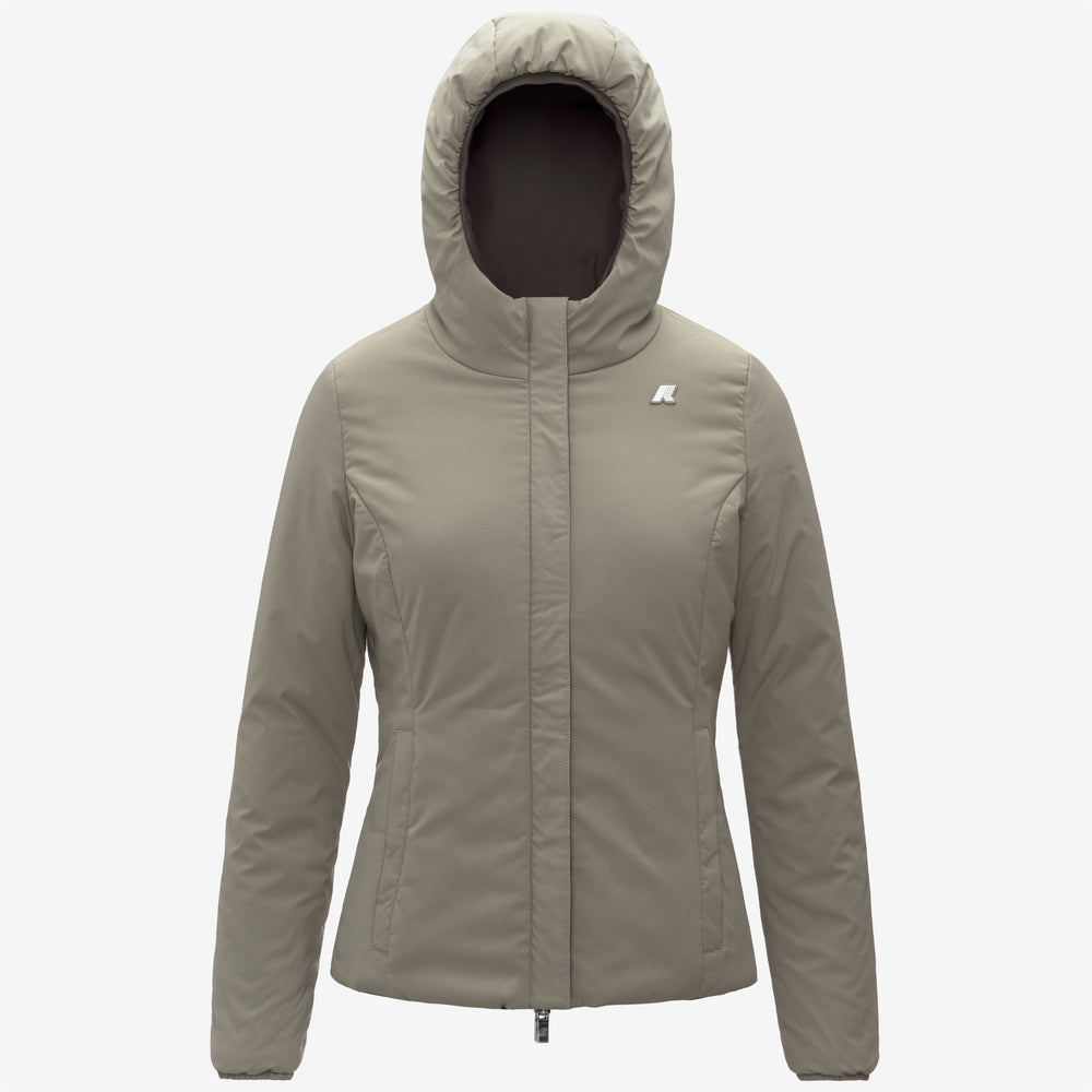 Chaqueta corta impermeable reversible para mujer color oliva negro 02