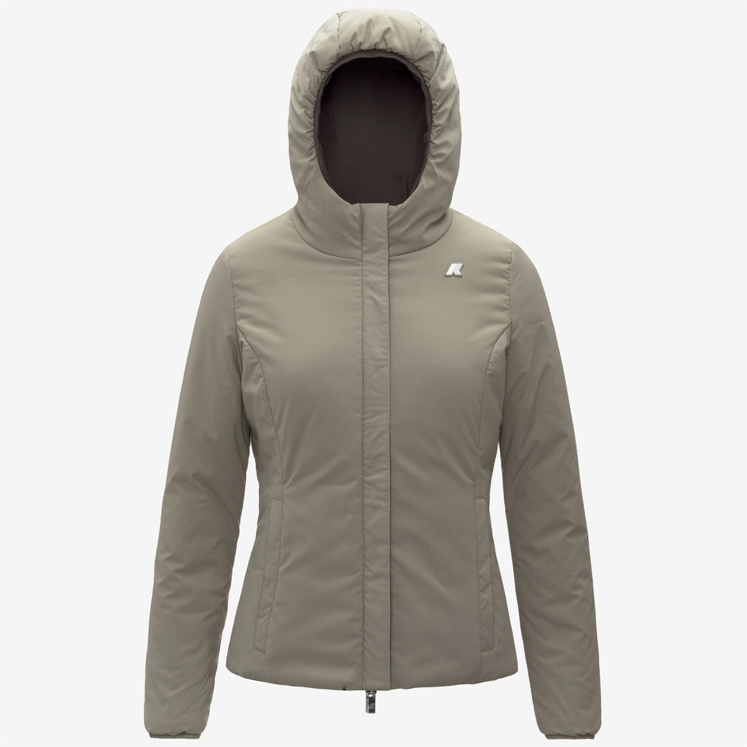 Chaqueta corta impermeable reversible para mujer color oliva negro main