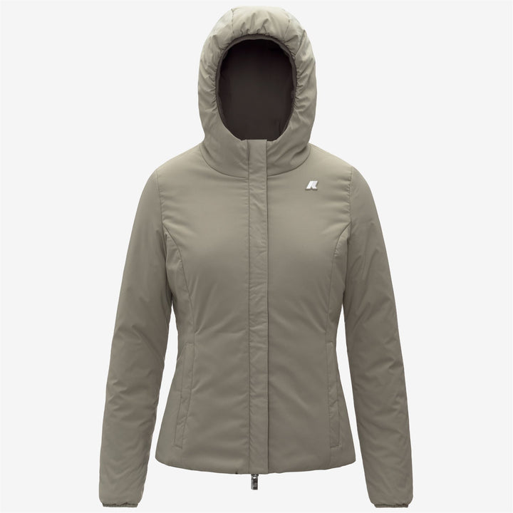 Chaqueta corta impermeable reversible para mujer color oliva negro 2