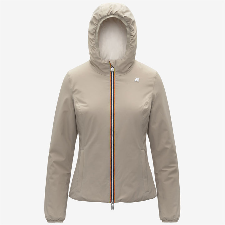 Chaqueta corta impermeable reversible beige para mujer 1