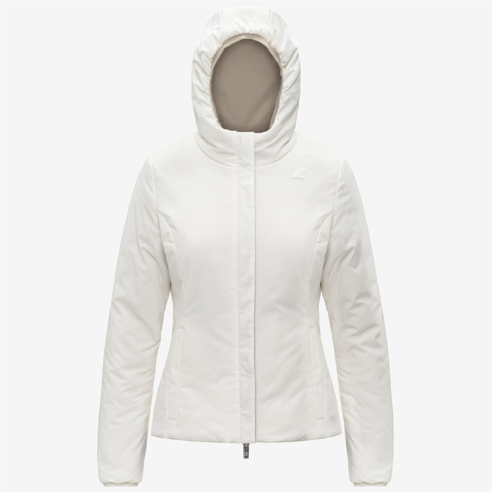 Chaqueta corta impermeable reversible beige para mujer 02