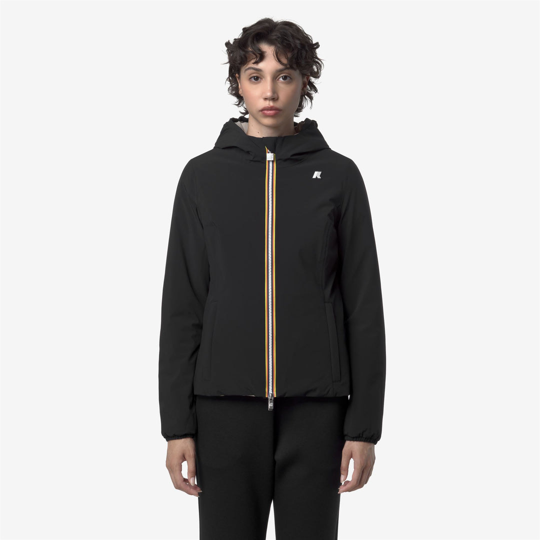 Black beige Women's Reversible Waterproof Short Jacket 01