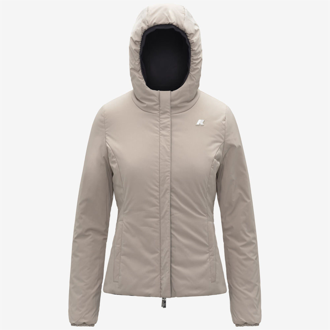 Chaqueta corta impermeable reversible para mujer en color beige y negro main
