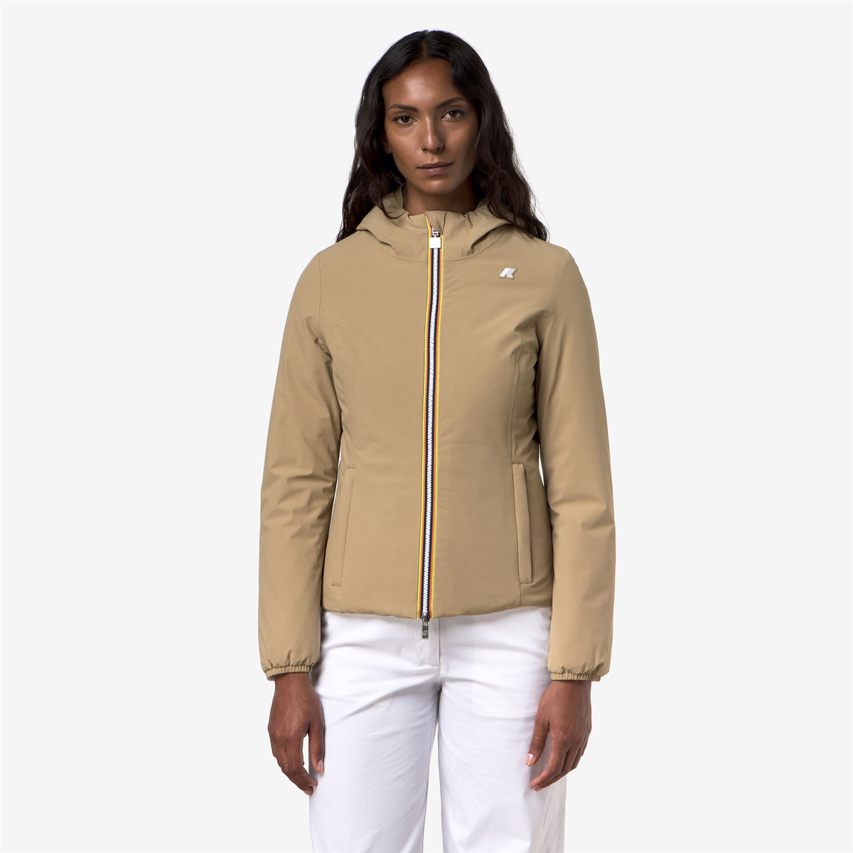 Jackets_Woman_LILY ST WARM DOUBLE_Short_Beige Khaki - White Natural - Commercial 4