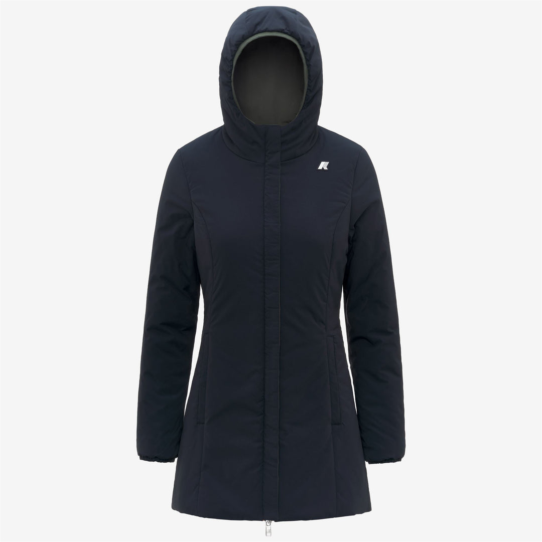 Chaqueta reversible de longitud media para mujer, verde y negra, con aislamiento main