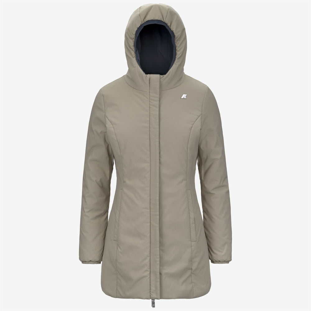 Giacca reversibile blu da donna di media lunghezza con isolamento 02