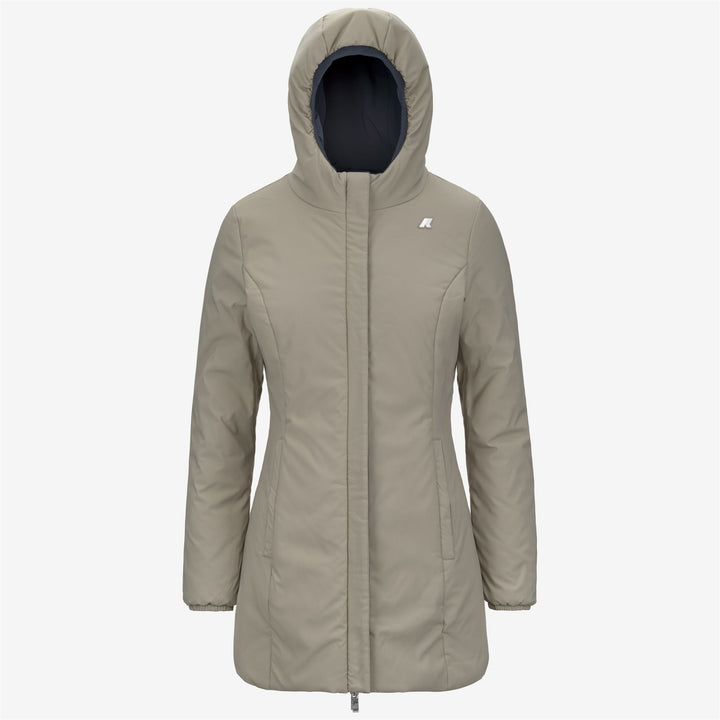 Giacca reversibile blu da donna di media lunghezza con isolamento 2