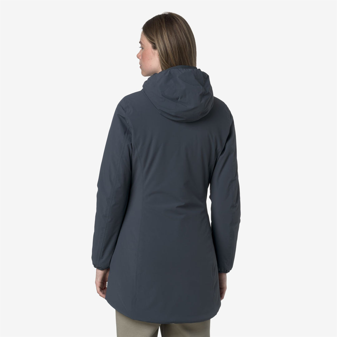 Giacca reversibile blu da donna di media lunghezza con isolamento main