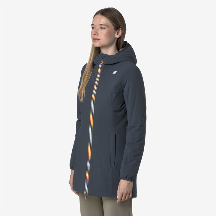 Giacca reversibile blu da donna di media lunghezza con isolamento 5