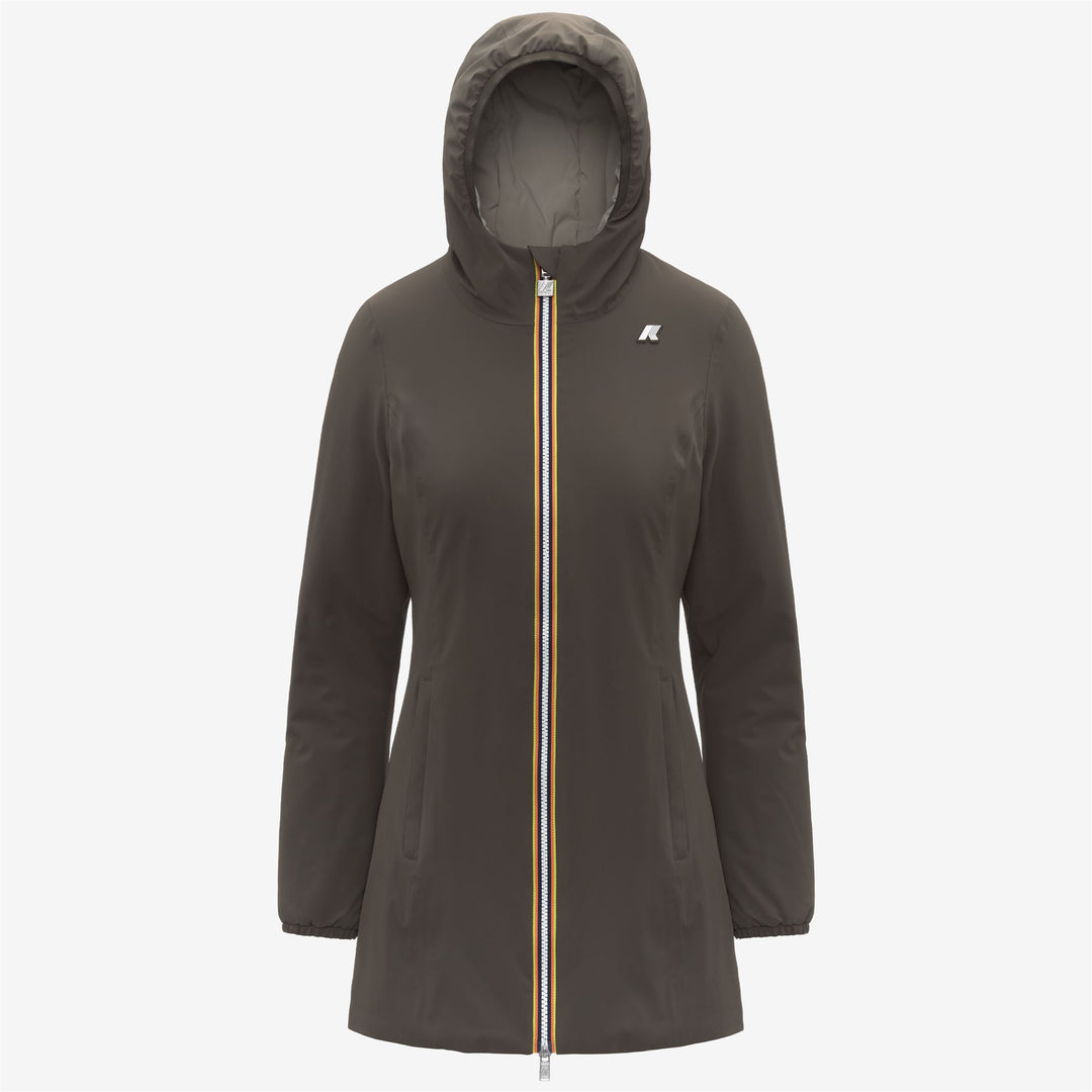 Giacca reversibile da donna di media lunghezza con isolamento, colore oliva nero 01