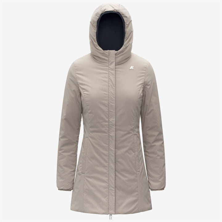 Chaqueta aislante reversible de longitud media para mujer en azul beige 2
