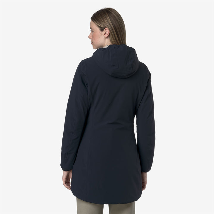 Chaqueta aislante reversible de longitud media para mujer en azul beige 3