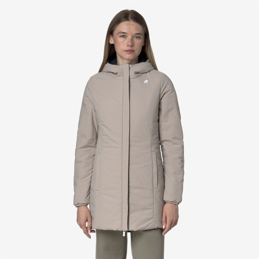 Blue beige Women's Reversible Mid-Length Insulated Jacket 02