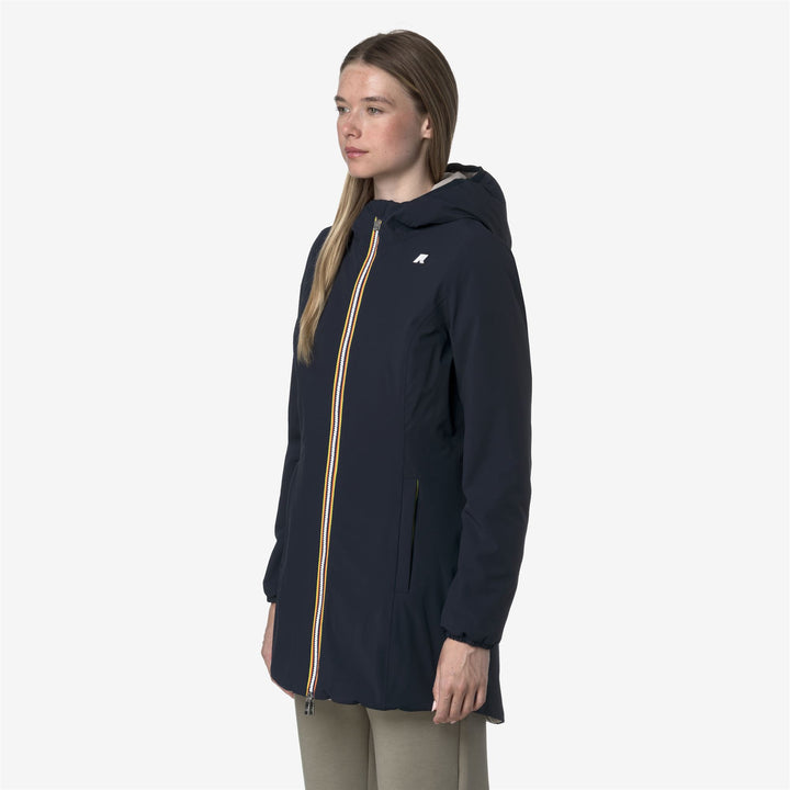 Chaqueta aislante reversible de longitud media para mujer en azul beige 5