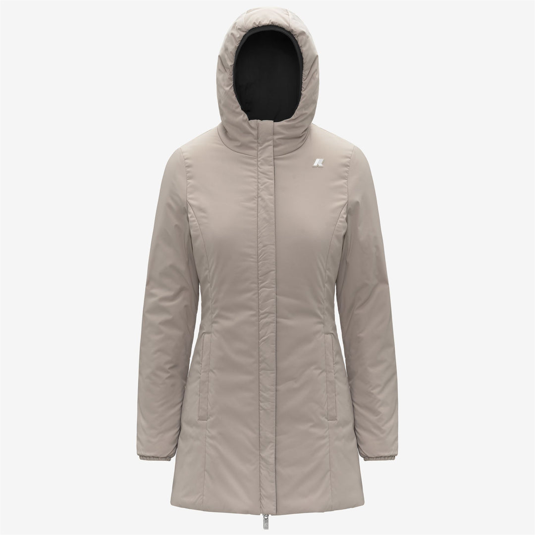 Chaqueta reversible aislante de media manga para mujer en color beige y negro main