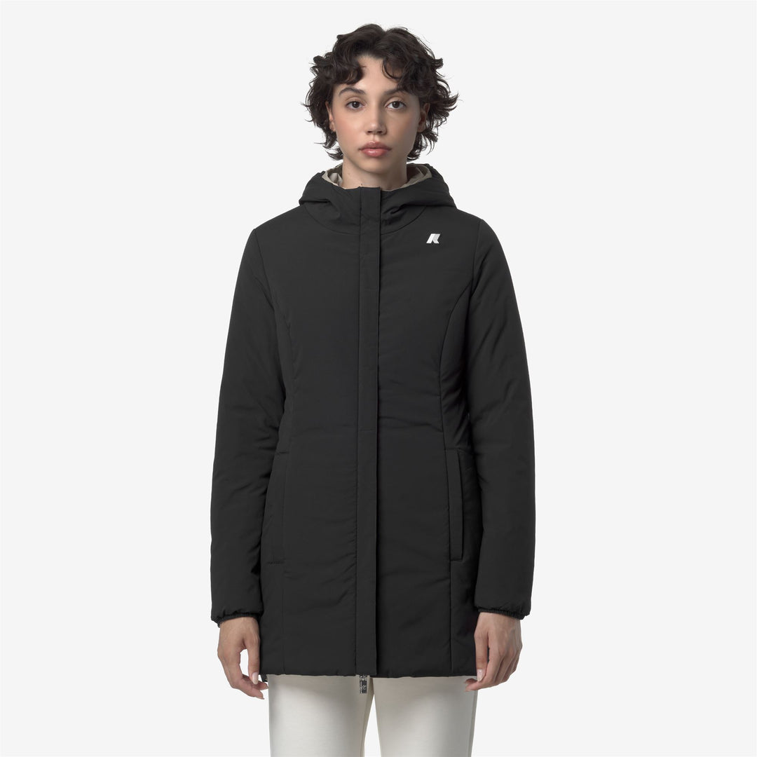 Chaqueta aislante reversible de longitud media para mujer en beige main