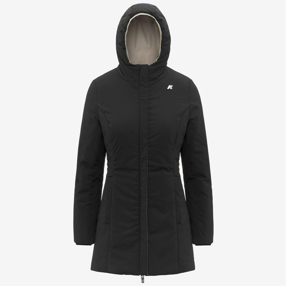 Giacca isolante reversibile di media lunghezza da donna beige 02