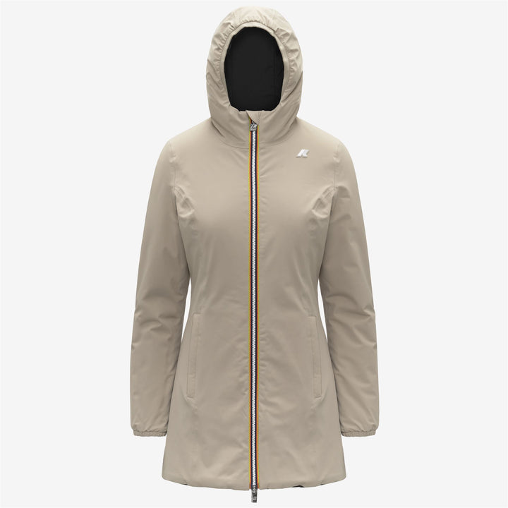 Chaqueta aislante reversible de longitud media para mujer en beige 1
