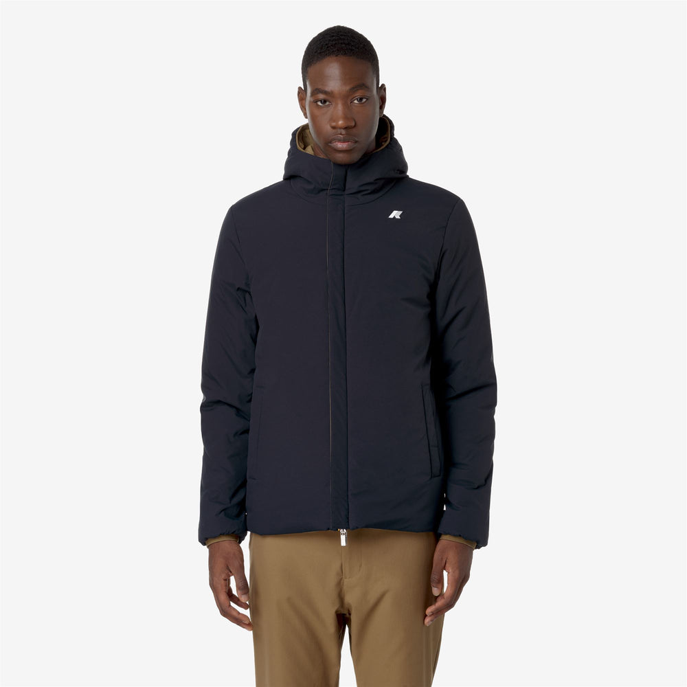 Giacca Calda Reversibile Uomo Marrone Blu con Design Impermeabile 02