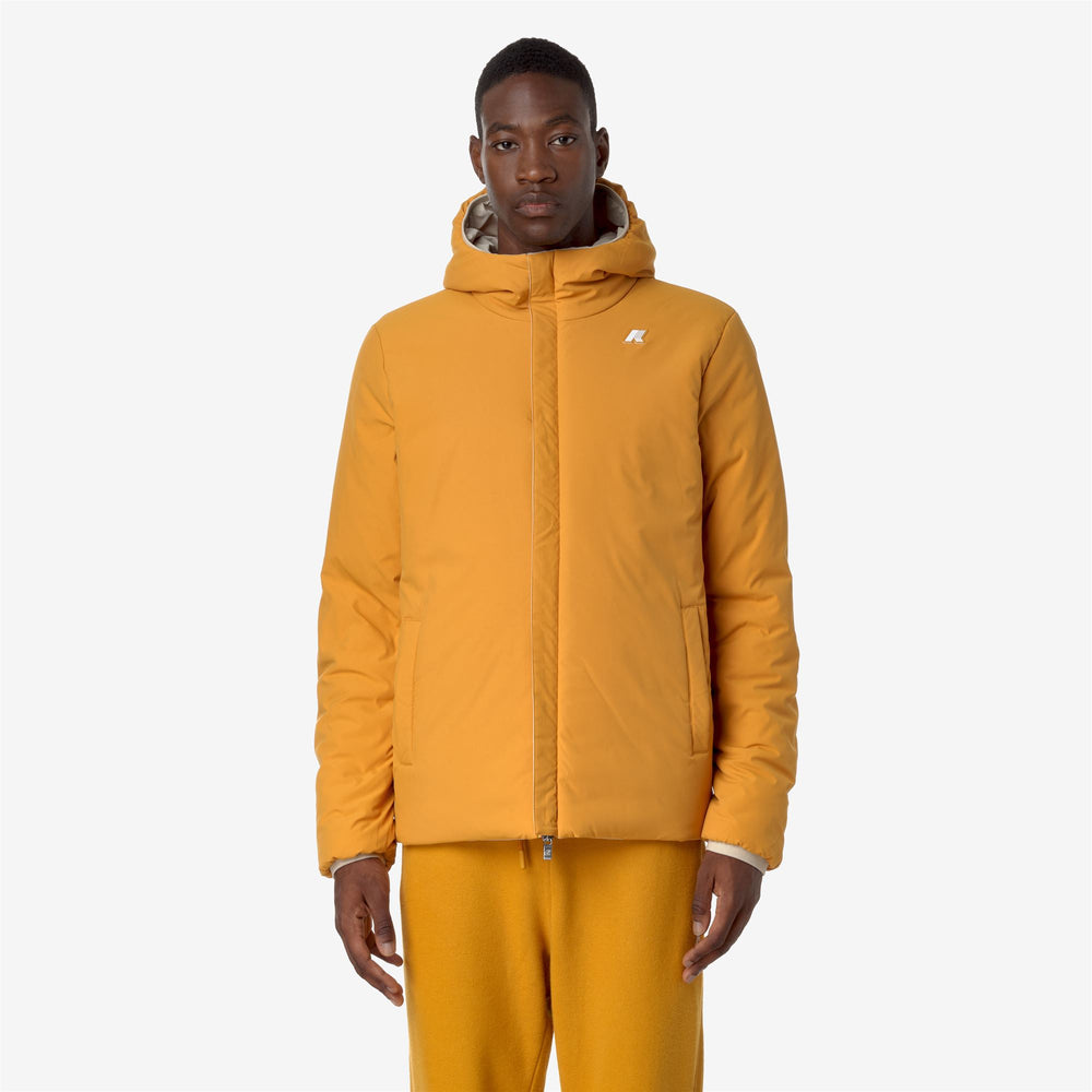 Beige Brown Men's Reversible Warm Jacket with Synthetic Padding 02