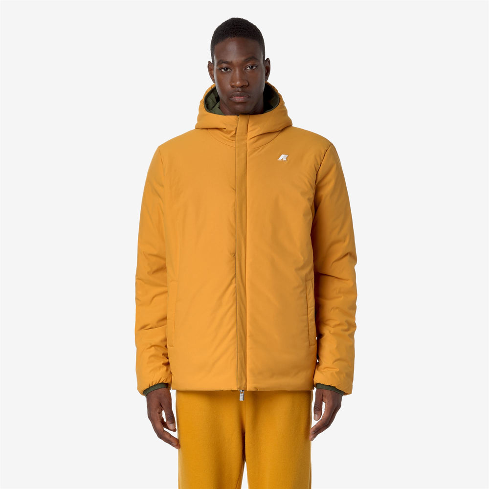 Green Yellow Men's Reversible Warm Jacket with Synthetic Padding 02