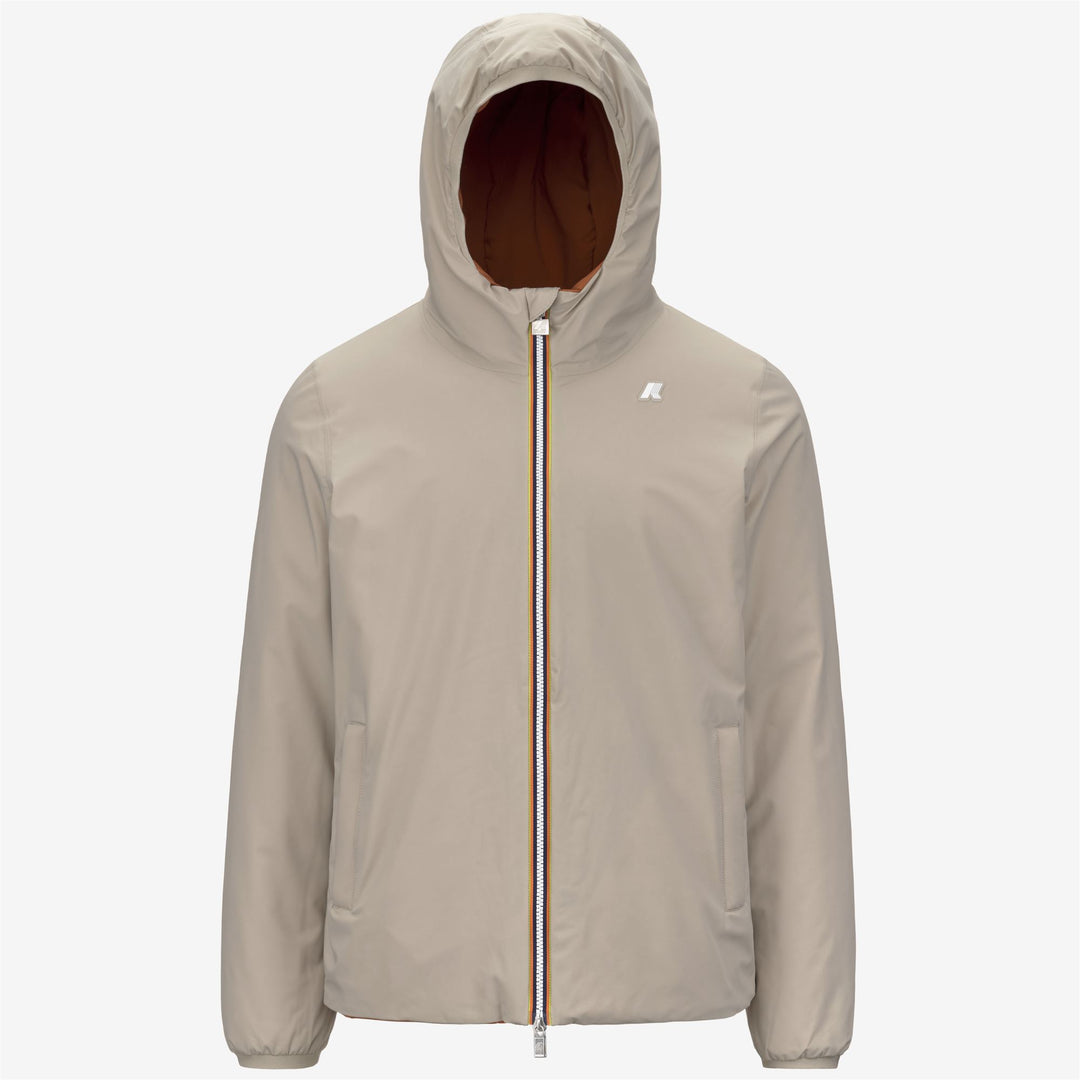Chaqueta impermeable reversible para hombre beige con relleno sintético 01