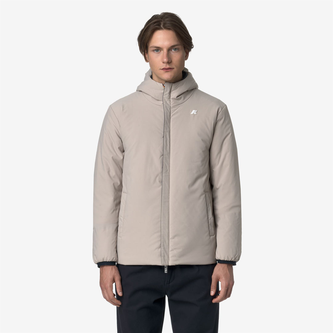 Chaqueta corta reversible para hombre en azul beige con relleno sintético main