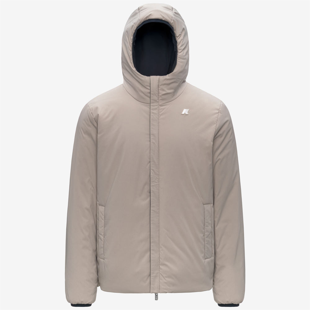 Chaqueta corta reversible para hombre en azul beige con relleno sintético 02