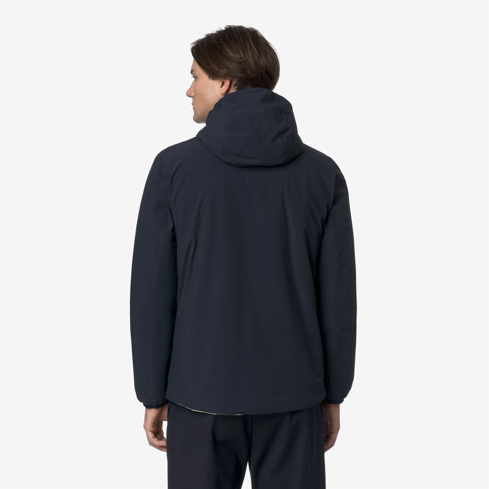 Blue beige Men's Reversible Short Jacket with Synthetic Padding 02