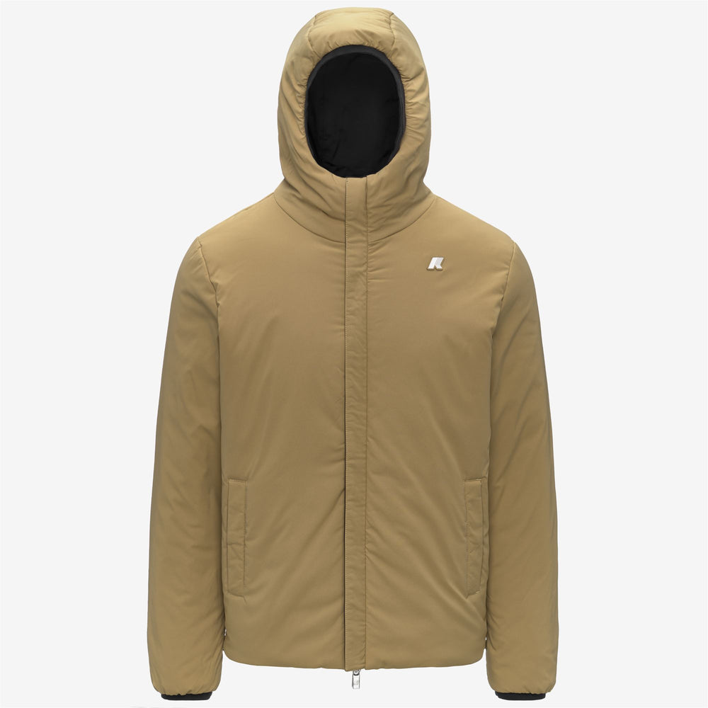 Chaqueta reversible y cálida con aislamiento para hombre, color beige y negro 02