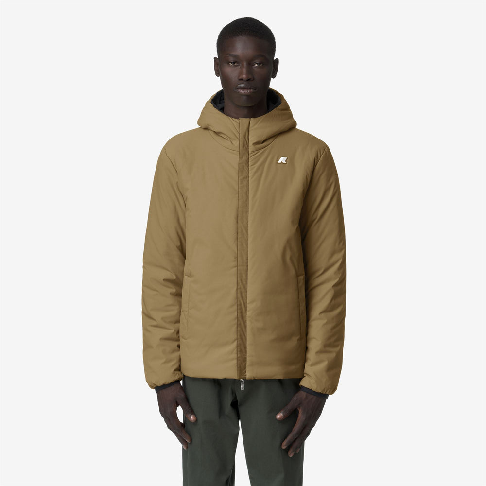 Black Beige Men's Reversible Warm Jacket with Insulation 02